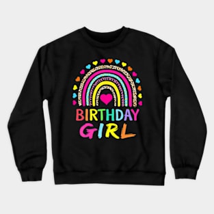 Birthday Girl Leopard Rainbow Birthday Party Family Crewneck Sweatshirt